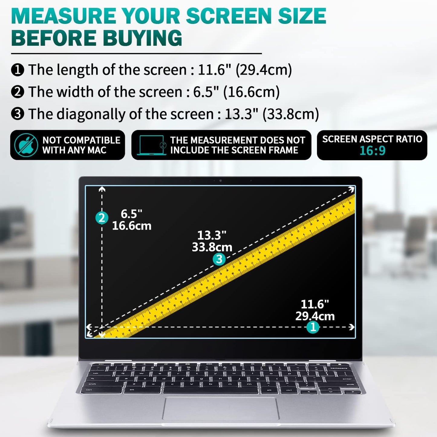 2-Pack 13.3 inch 16:9 13.3 16:9 F FORITO Anti Blue Light Laptop Screen Protector, Anti Glare & Anti Scratch Screen