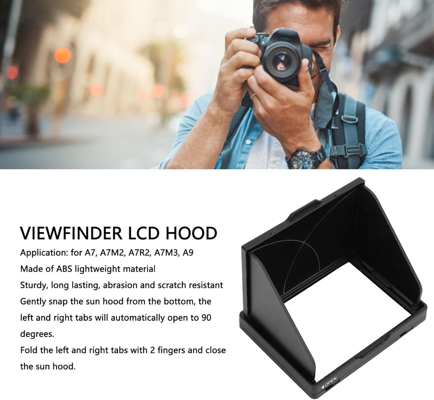3 Inch A7 A7M2 A7R2 A7M3 A9 Camera LCD Sun Shade Sun Hood, ABS Camera LCD Viewfinder Professional Optical Sunshade LCD