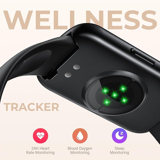 Health Fitness Tracker Smart Watch with 24/7 Heart Rate, Blood Oxygen, Sleep Tracker, Pedometer, 3 Colorful Bands & 3ATM Waterproof Activity Tracker with Step Calorie Counter, Space Black