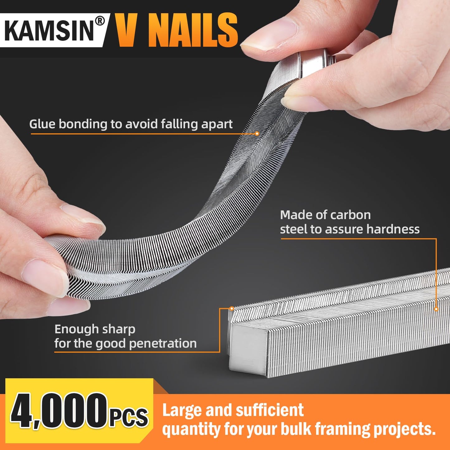 KAMSIN #V1015 30 Gauge Pneumatic Picture Frame Nailer Picture Frame Joiner V nailer with 10mm Length V Nails for Picture Frame