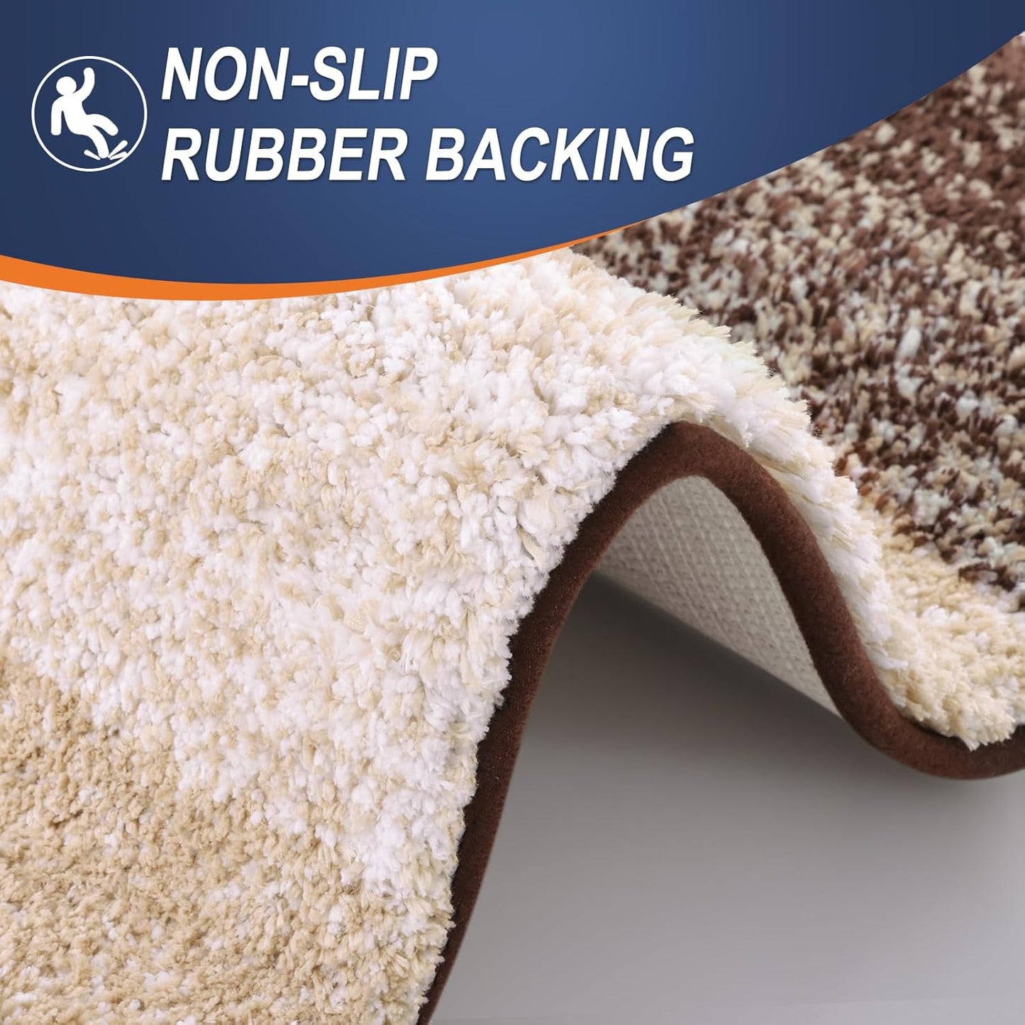 OLANLY Large Bathroom Rugs - Extra Soft Microfiber Mat 44x32 | Quick Dry & Machine Washable, Brown