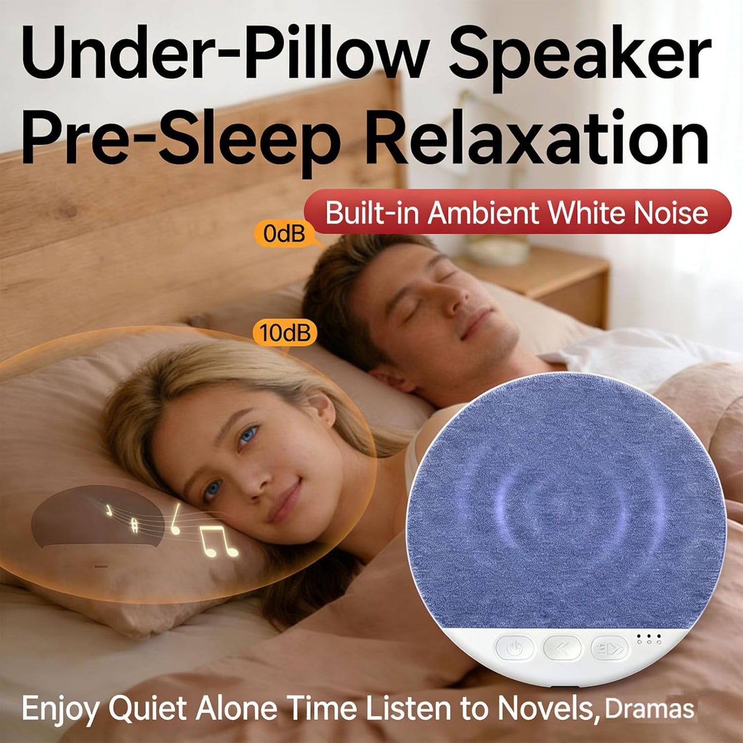 serfpardis 2026 New Pillow Speakers for Sleeping, Under Pillow Speaker for Sleeping Bluetooth with White Noise