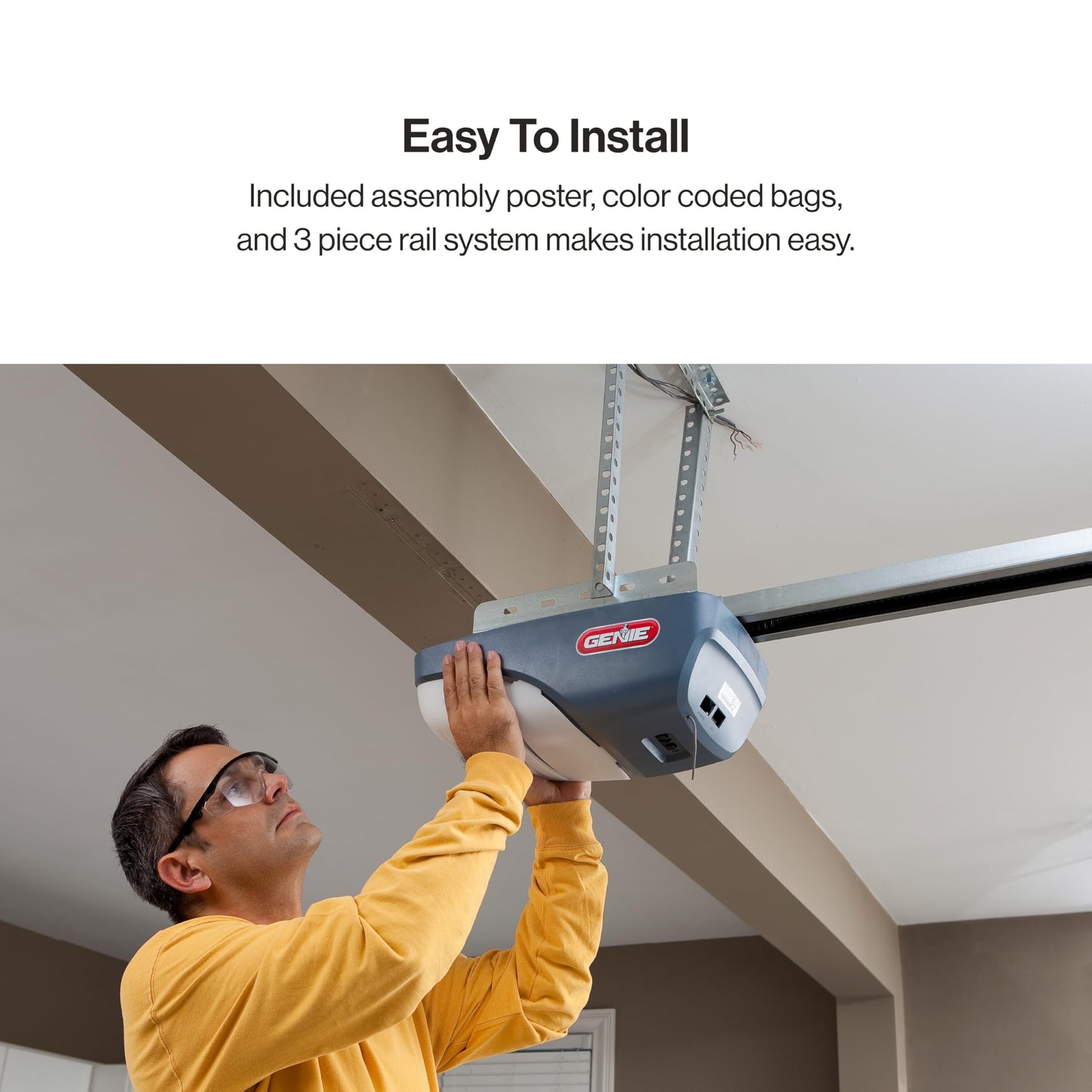 Genie ChainMax 1000 Garage Door Opener - Durable Chain Drive - Includes two 3-Button Pre-Programmed Remotes,Wall Console, Wireless Keypad, Safe-T-Beams - Model 3022-TKH, 140V DC Motor,Gray