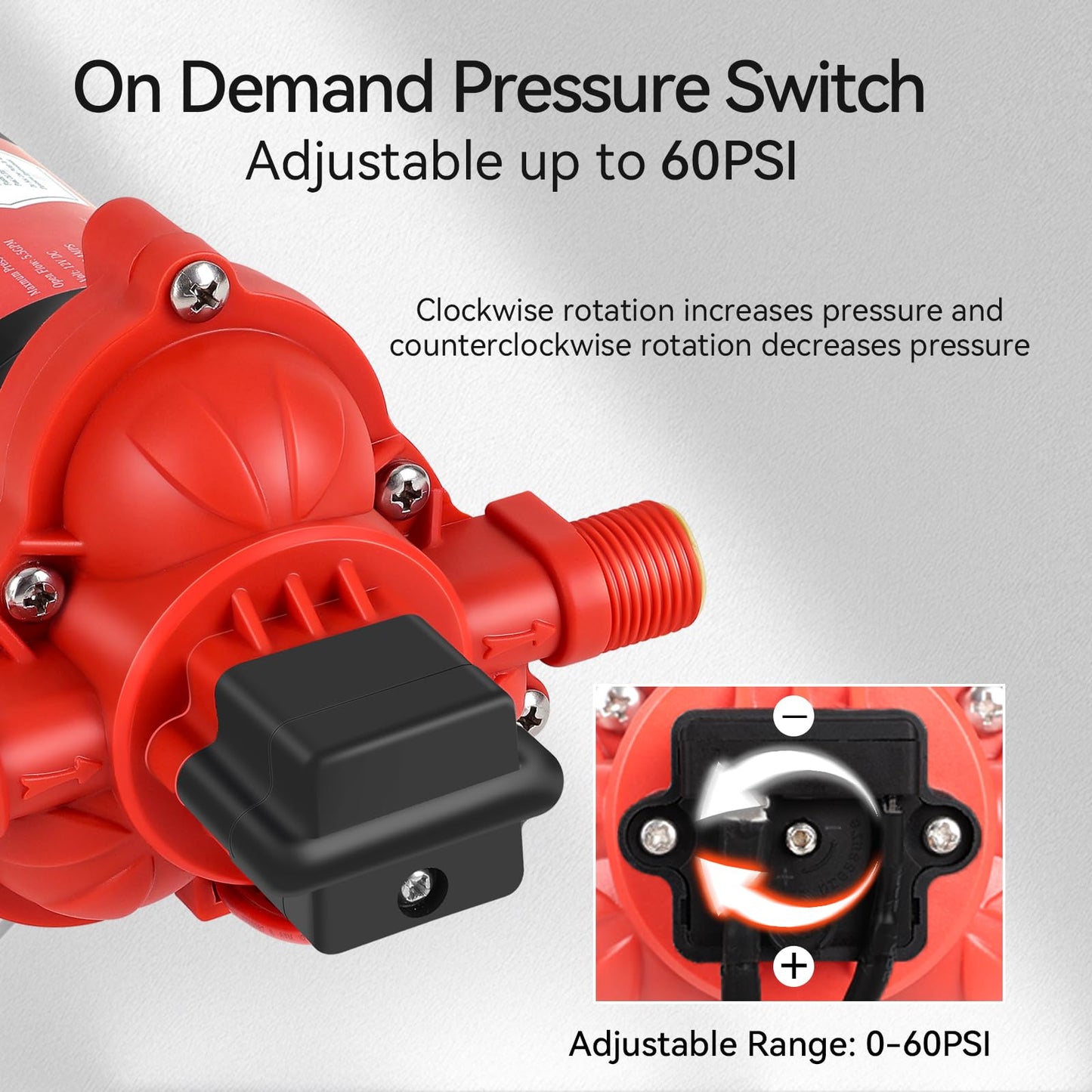 12V Sprayer Pump, 2.5gpm-8amp-60psi, Chemical and Corrosion Resistant, Compatible with Roundup, Diaphragm Pump with Pressure Switch and Self-Priming for Agricultural Spraying, Rv, Boats, Etc