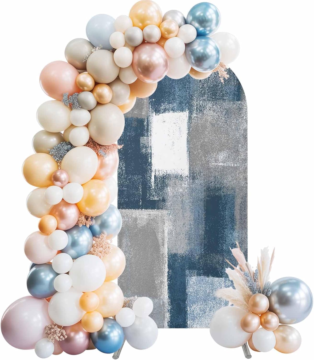 Jnbasdffb 6 Blue Grey Ombre Wedding Arch Cover,Stretchy Spandex Arch Backdrop Stand Covers FT,Abstract Vintage Oil