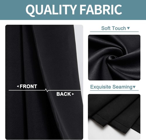 ChrisDowa Blackout Curtains - 90-Inch Thermal Insulated Grommet Panels Set for Living Room | Black, 2 Panels