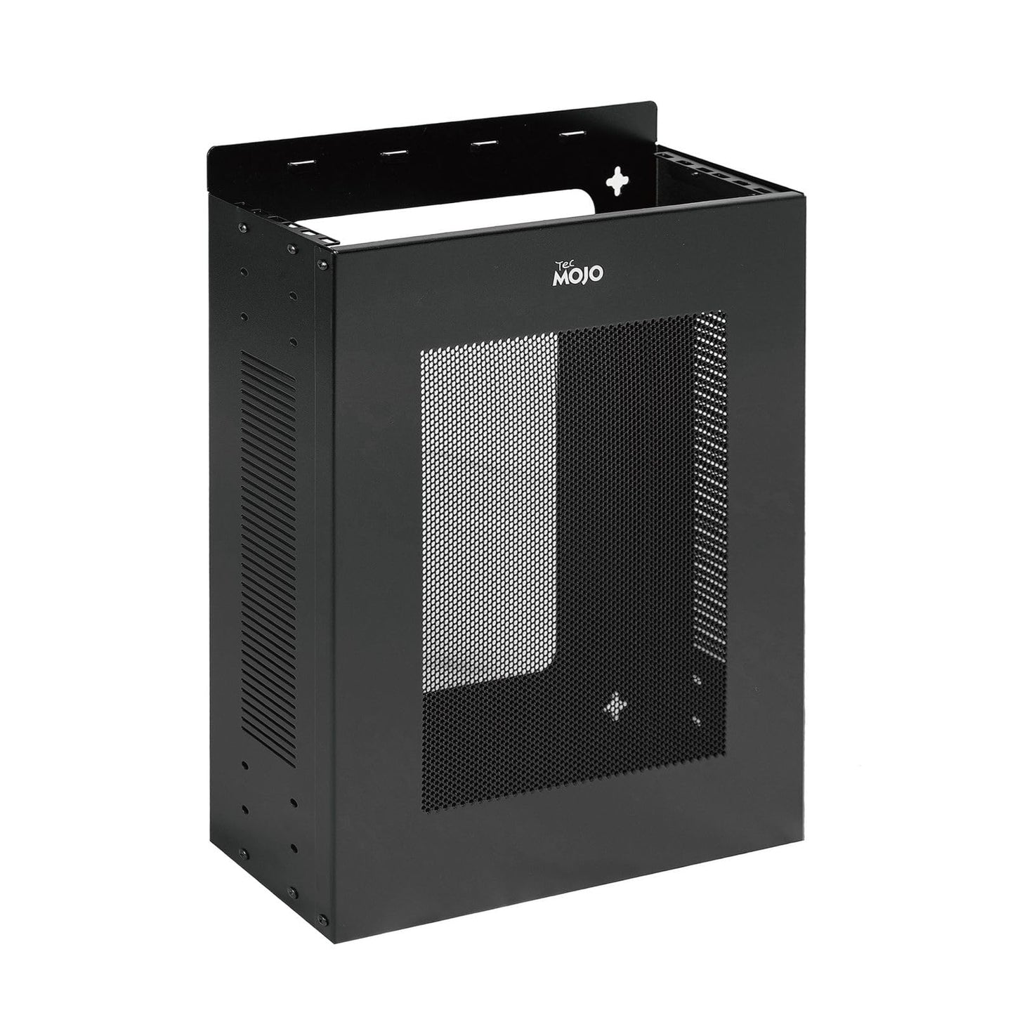 Tecmojo 2U Vertical/Horizontal Wall Mountable Server Rack, with Vented Enclosure for 19" IT Equipment, Cable Modems, Telecom, A/V, Black