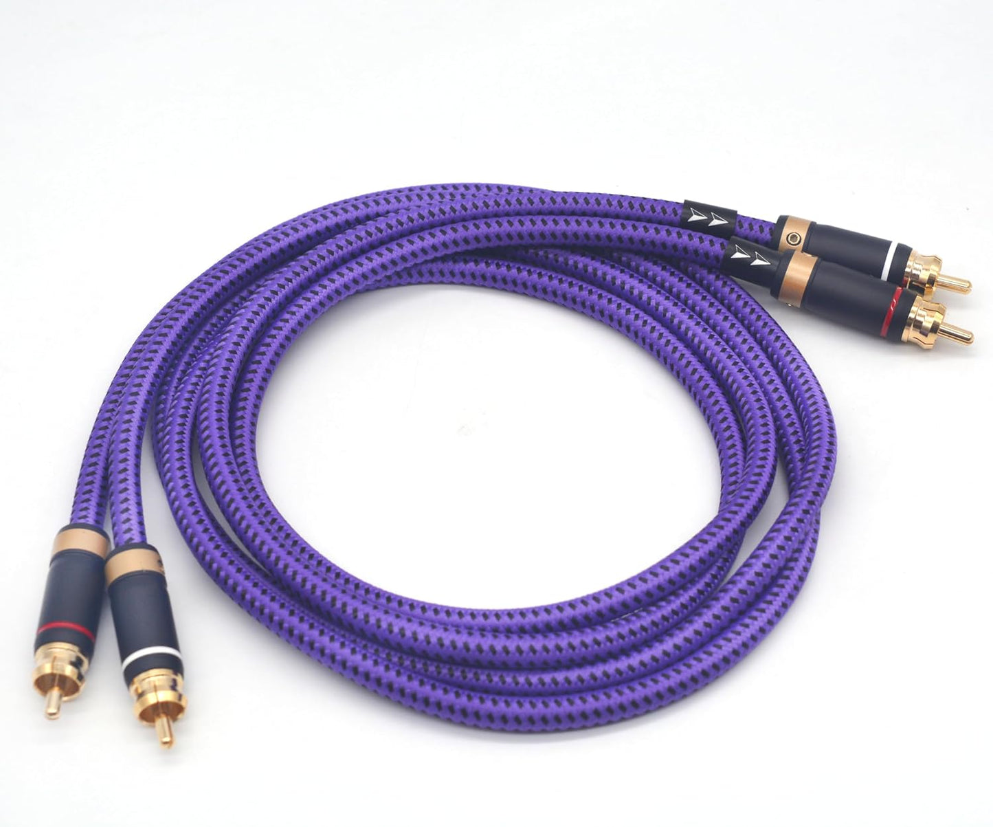 Veimeitk 2 2 24K (3.2FT/1m) RCA to RCA Audio Cable Heavy Duty Gold-Plated Pure Copper Shell Oxygen-Free Copper for Home