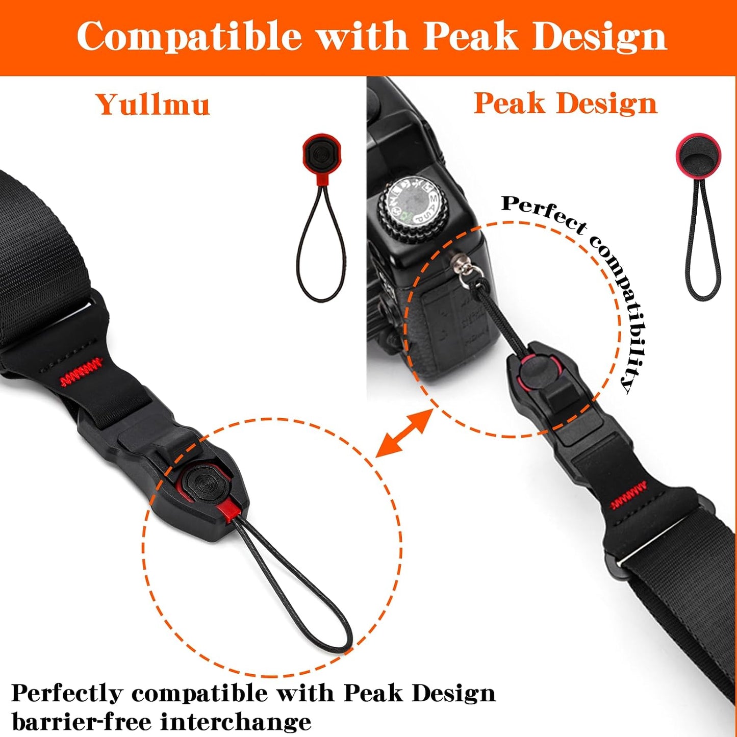198 lbs 0.78 Inch Camera Strap Compatible for Peak Design Quick Release - Adjustable Length Load Capacity Quick