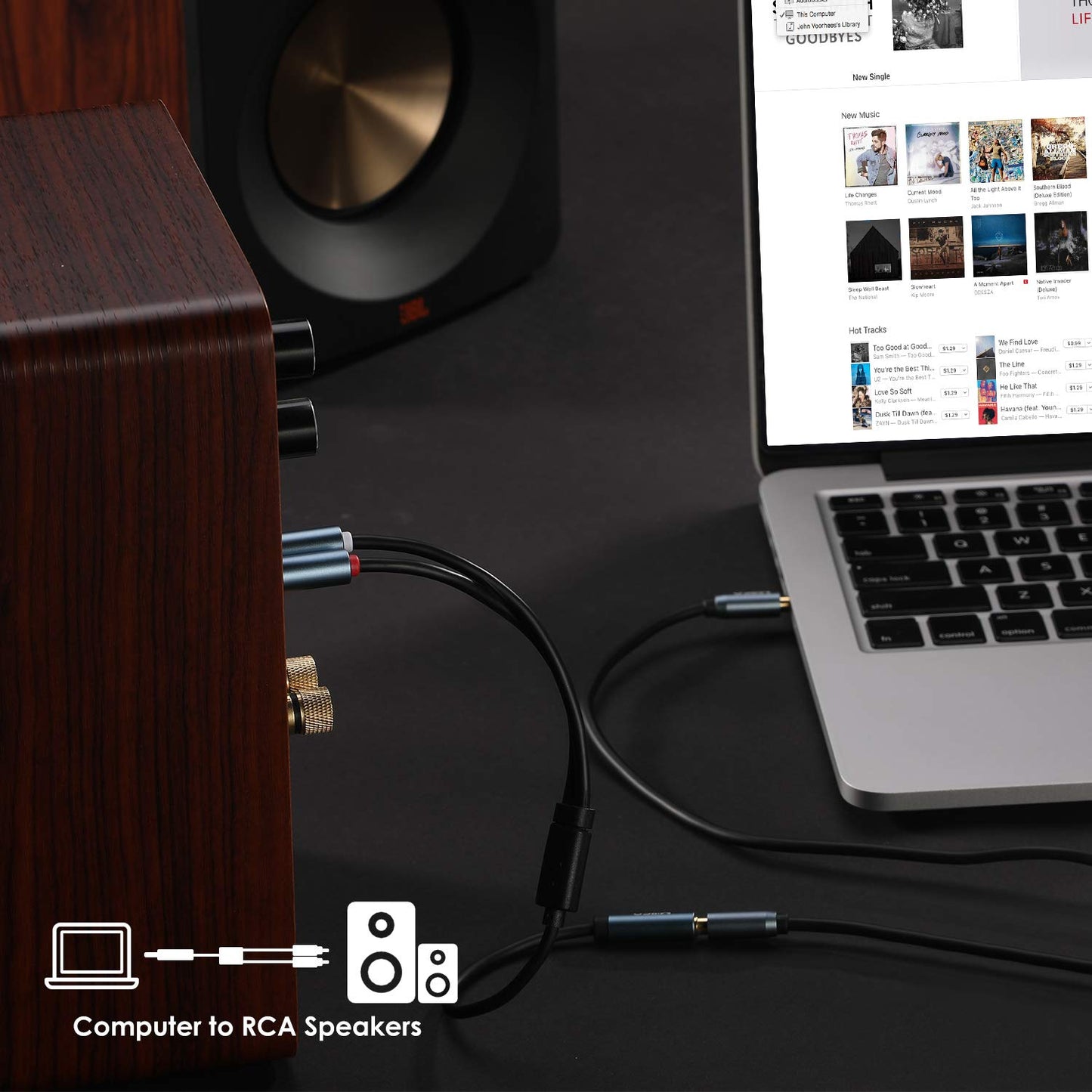 3.5mm 33 10 3.5mm 1/8 MP3 MillSO to RCA FT / M, RCA to AUX Cable to RCA Male Premium Stereo Audio Cable for Connecting