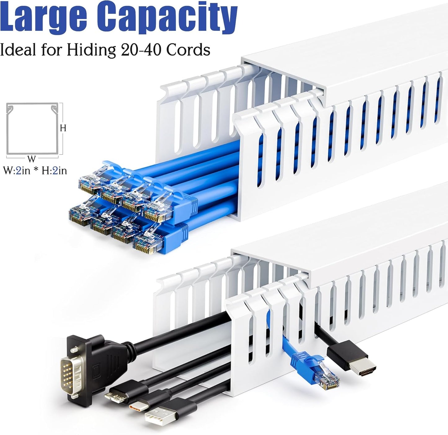 ZhiYo 2 2in 99in (6X L16.5in) x Professional Server Rack Cable Management Raceway, Cable Raceway Kit, Electrically Safe