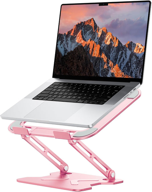 JCZT 10-16'' Adjustable Laptop Stand for Desk, Metal Foldable Laptop Riser, Portable Laptop Holder Mount, Ventilated