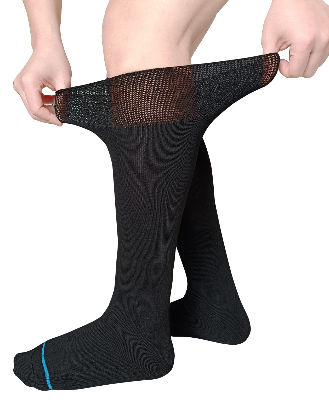 VEIGIKE Walking Boot Socks Replacement Sock Liner for Orthopedic Walker Brace,Tube Socks Under Air Cam Walkers and Fracture Boot Cast Surgical leg Cover Black 2 Pairs