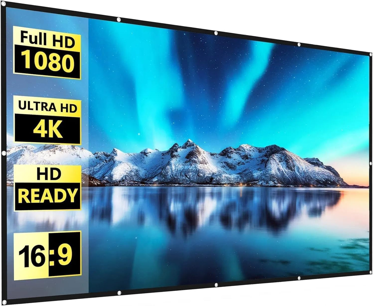 FUDONI 100 inch, 16:9 Projector Screen Double Sided Outdoor Movie Screen Foldable Washable, Portable Projector Screen