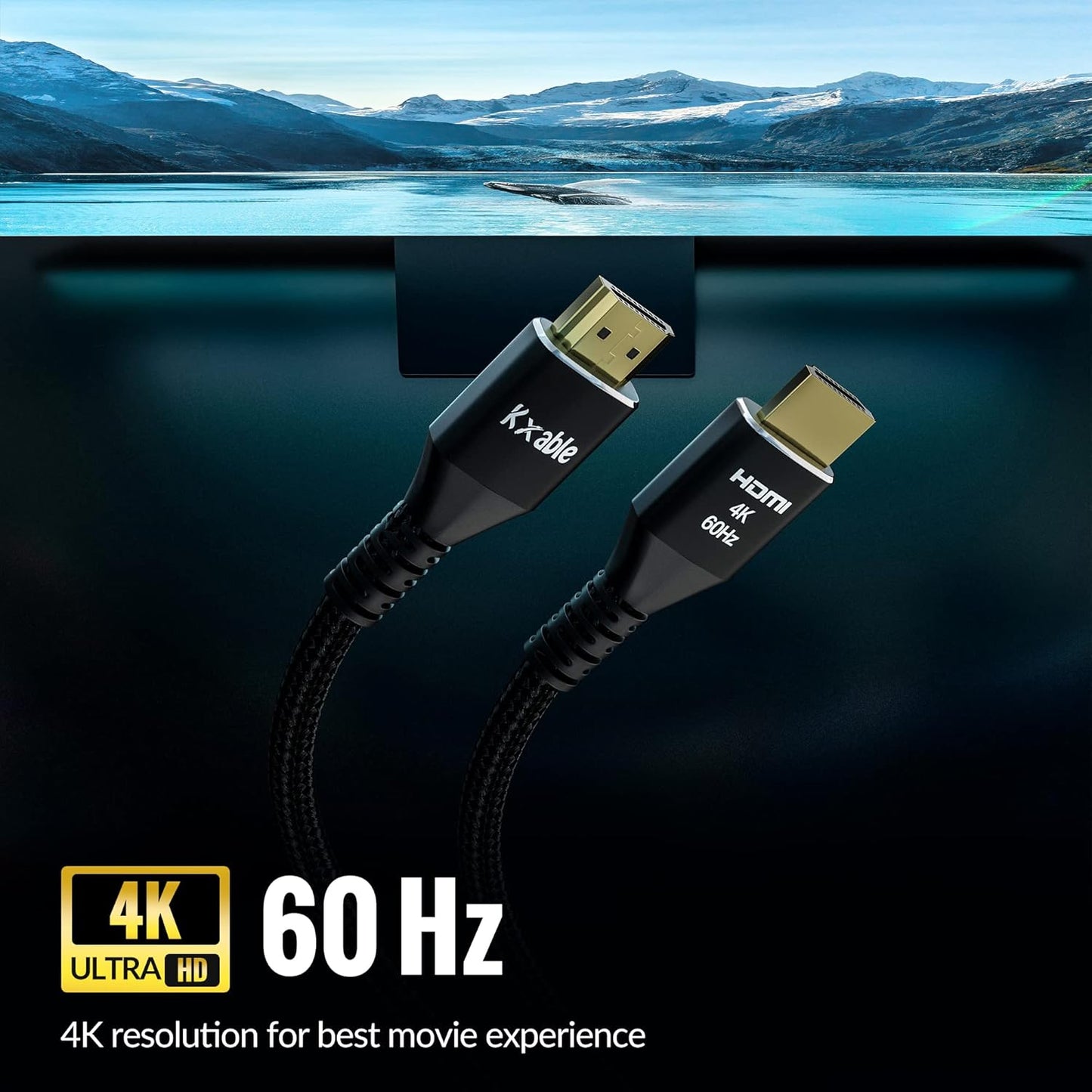 4K 4 (3 Pack), 2.0 4K 60Hz, 2K,1080P, 2.2, PS5, HDMI Cable Feet Ultra HD HDMI Cable, Nylon Braided & Gold-Plated