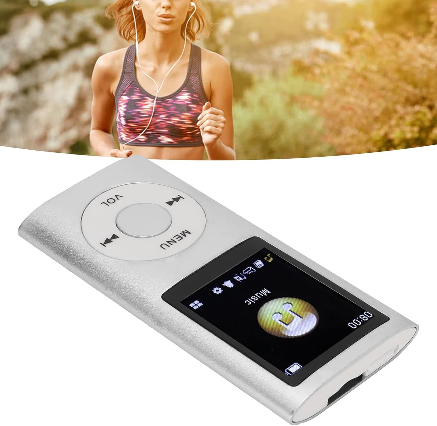 Diyeeni MP3/MP4 1.8 inch 64GB 8H Player, Portable Music Player with Earphone, HD Screen, Support up to Memory Card