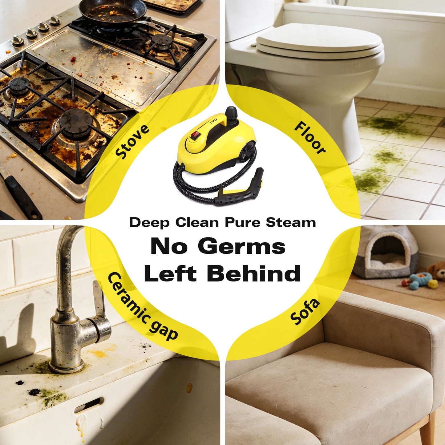 TVD Steam Cleaner, Steamer for Cleaning with 26 Accessories, Steam Cleaner for Home with 5M Extra-Long Power Cord for Home Floor Cleaning, Tile Detailing, Grout, Upholstery.