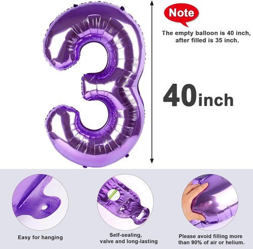 Big Foil 23 Balloon - Purple 40 Inch Number Balloon for 23rd Birthday & Graduation Celebrations