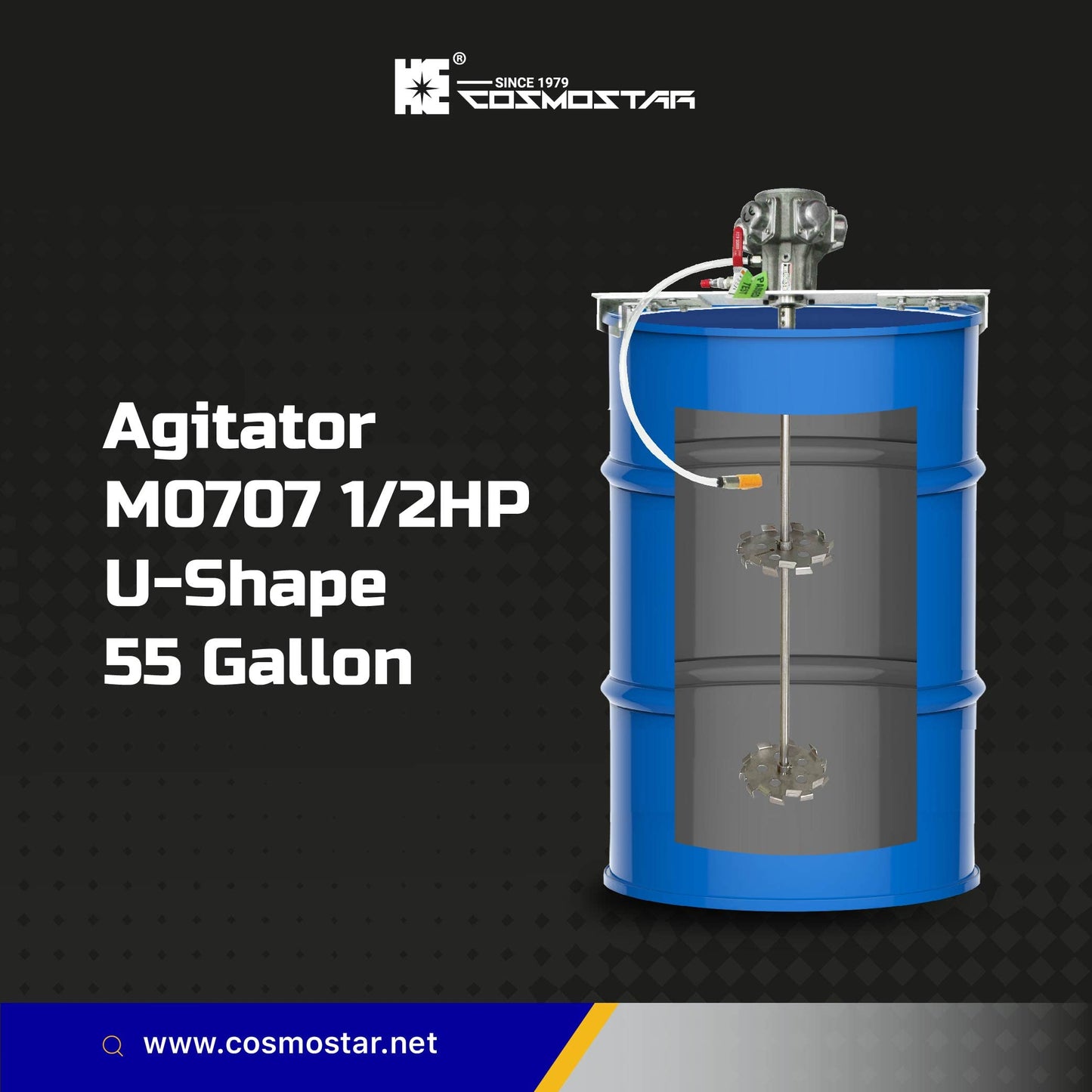 COSMOSTAR 1/2HP 55 Gallon Pneumatic 55 Gallon Agitator Adjustable Drum Bucket Paint Mixer| Pneumatic Bracket Mixer, Paint Stirring Machine Bracket Air Agitator Paint Mix Tool, Tank Barrel Air Mixer