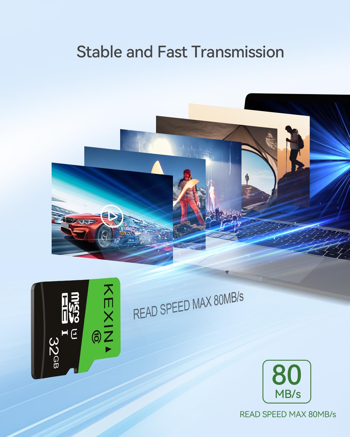 KEXIN 32GB 5 Pack C10 U1 5 Pack 32 Micro SD Card with SD Adapter microSDHC Memory Card UHS-I Micro SD Card Full HD High