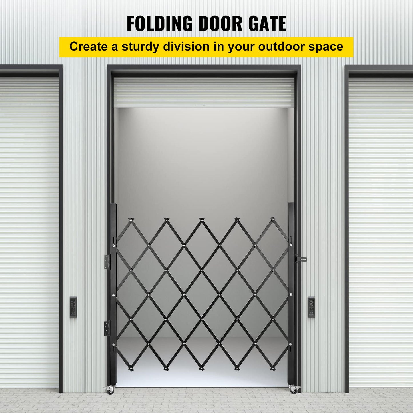 VEVOR Single Folding Security Gate, 61" H x 71" W Folding Door Gate, Steel Accordion Security Gate, Flexible Expanding Security Gate, 360° Rolling Barricade Gate, Scissor Gate/Door with Padlock