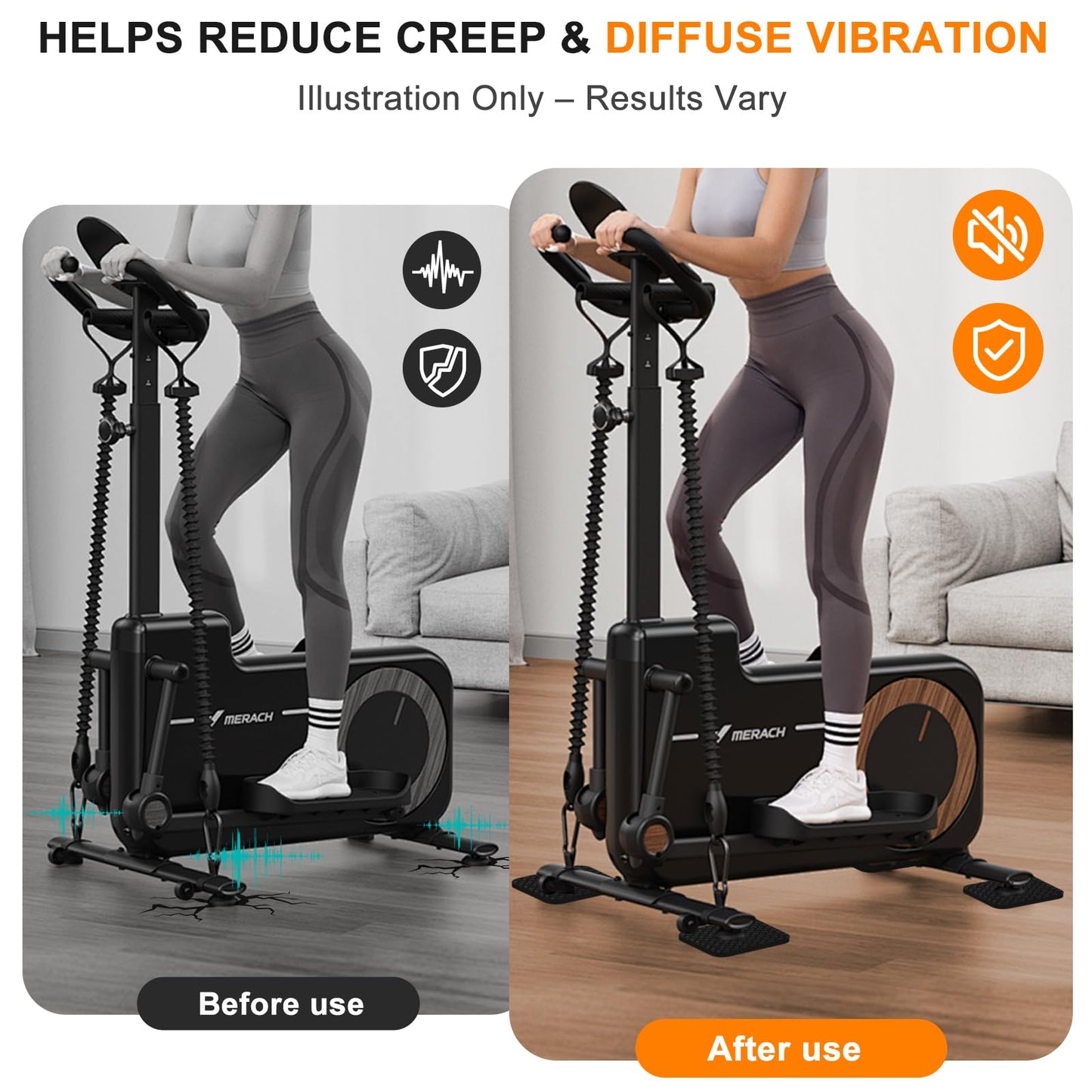 Compact Silicone Treadmill Mat, Non-Slip Shock Absorbing Pad, Floor Protector for Home Gym Equipment, Easy to Clean, Anti-Vibration, Prevents Floor Damage (12, 3.94x3.94x0.2inch)