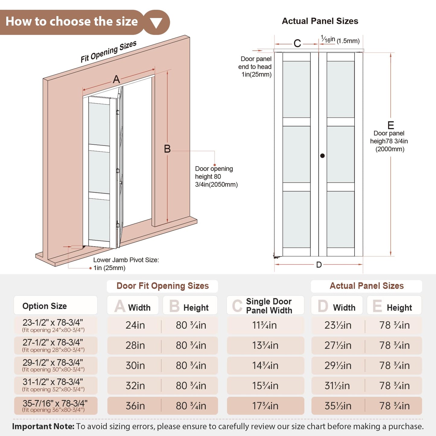 EaseLife Preassembled Bi-Fold Doors, for 36"x 80" Opening,Tempered Frosted Glass Closet Folding Barn Door with Concealed Hardware Kit,MDF Wood Panel,Water-Proof PVC Surface,Easy Installation