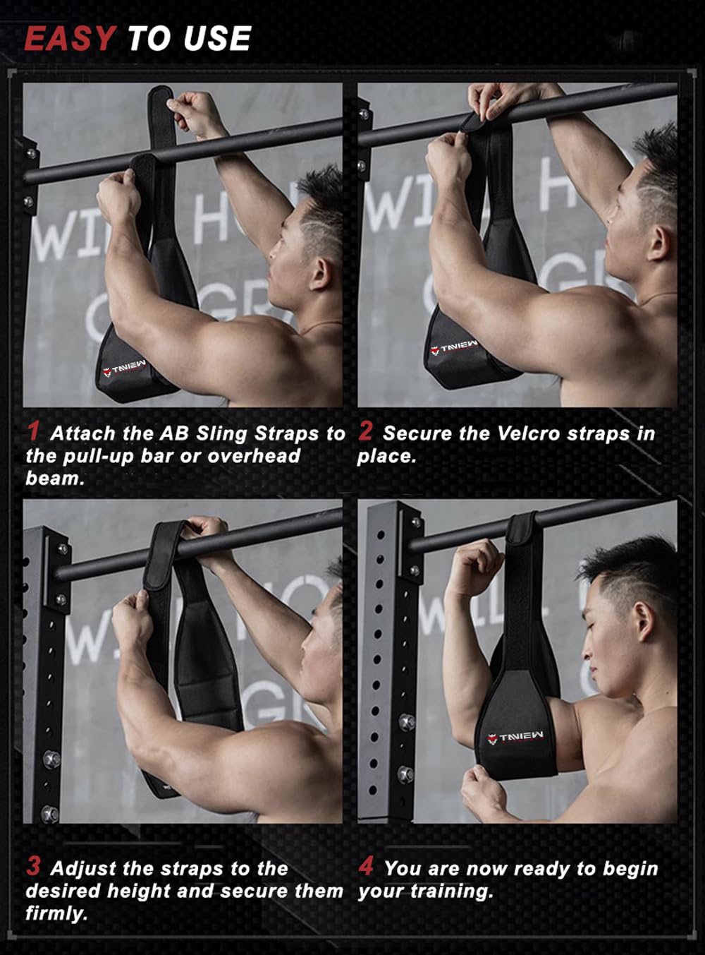 Ab Slings Straps Portable for Pull Up Bar Hanging Leg Raiser Fitness