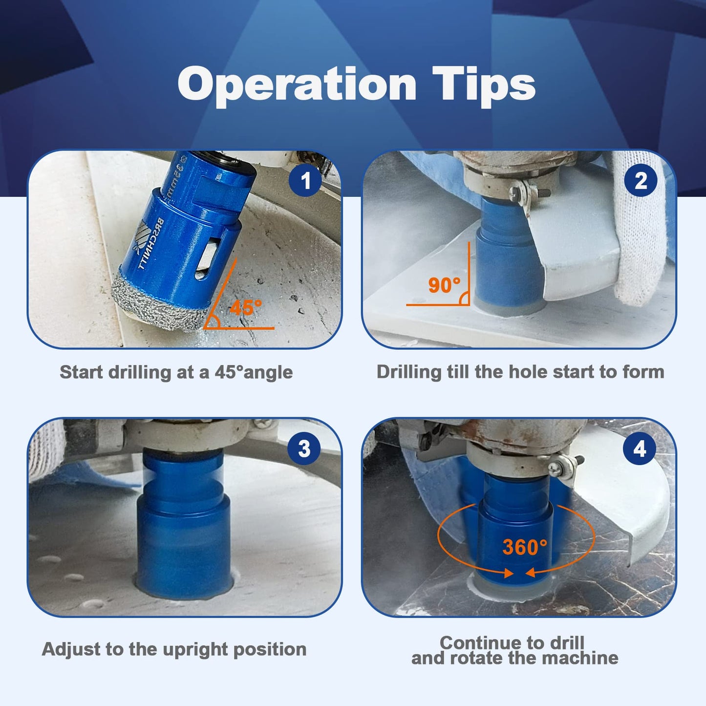2-3/4 Inch Diamond Core Drill Bit for Porcelain Tile Diamond Core Drill Bit Set 7pcs Tile Hole Saw Kit