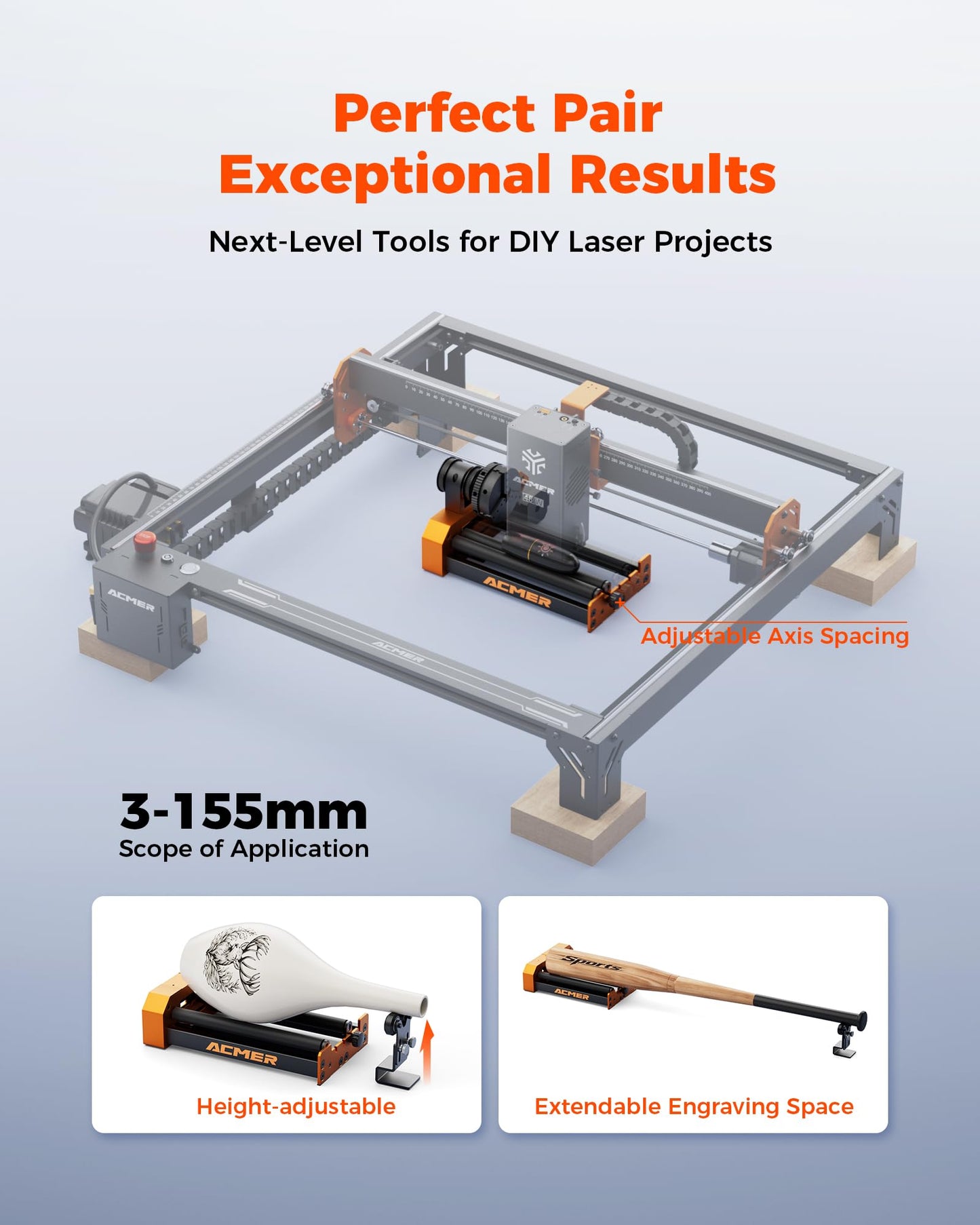 ACMER M4 Laser Rotary Roller and R20 Enclosure