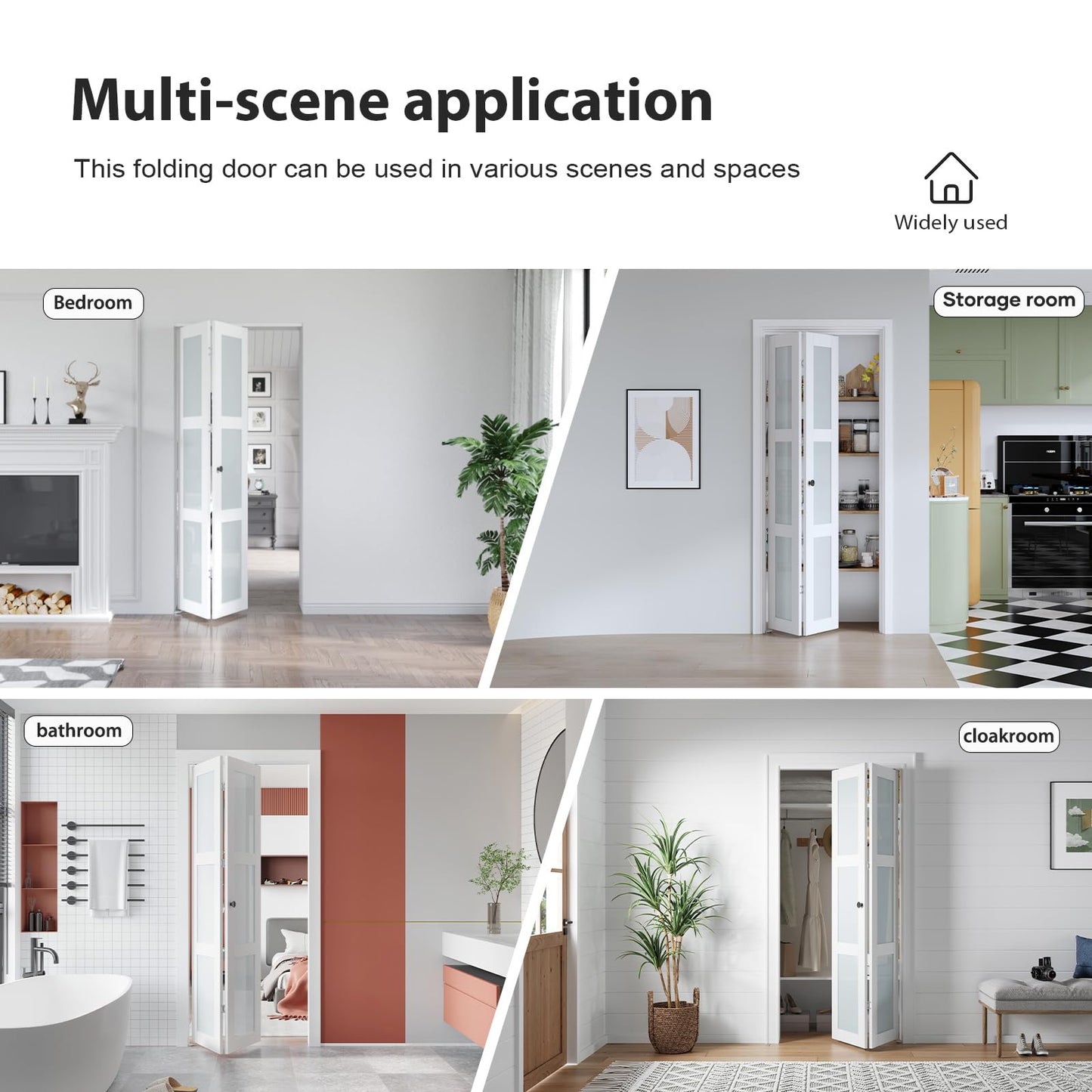 EaseLife Preassembled Bi-Fold Doors, for 28"x 80" Opening,Tempered Frosted Glass Closet Folding Barn Door with Concealed Hardware Kit,MDF Wood Panel,Water-Proof PVC Surface,Easy Installation