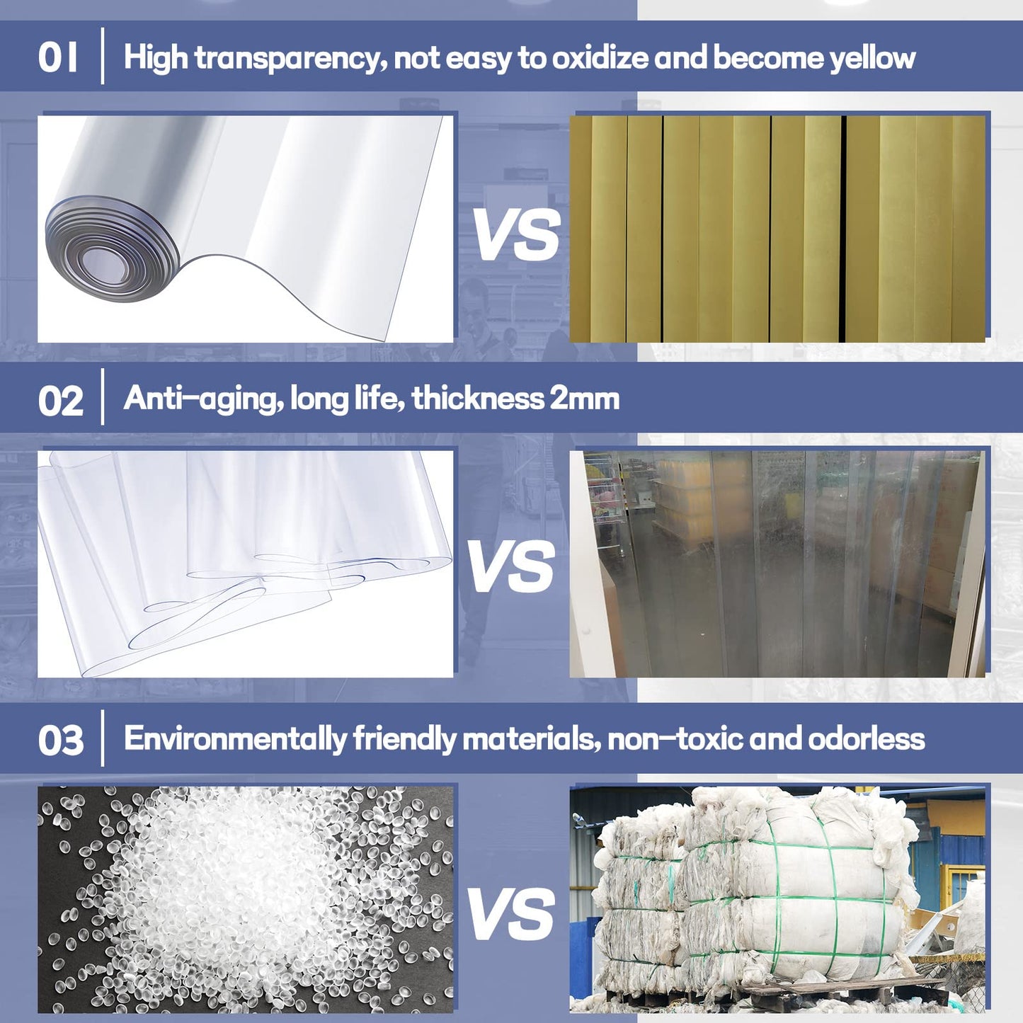 Juexica 118 x 118 Inch Plastic Strip Door Curtain Kit 0.08'' Walk in Cooler Curtains PVC Freezer Door Curtain Smooth Waterproof Insulation Hurricane Shutters Gate for Warehouse Garage Industry (Clear)