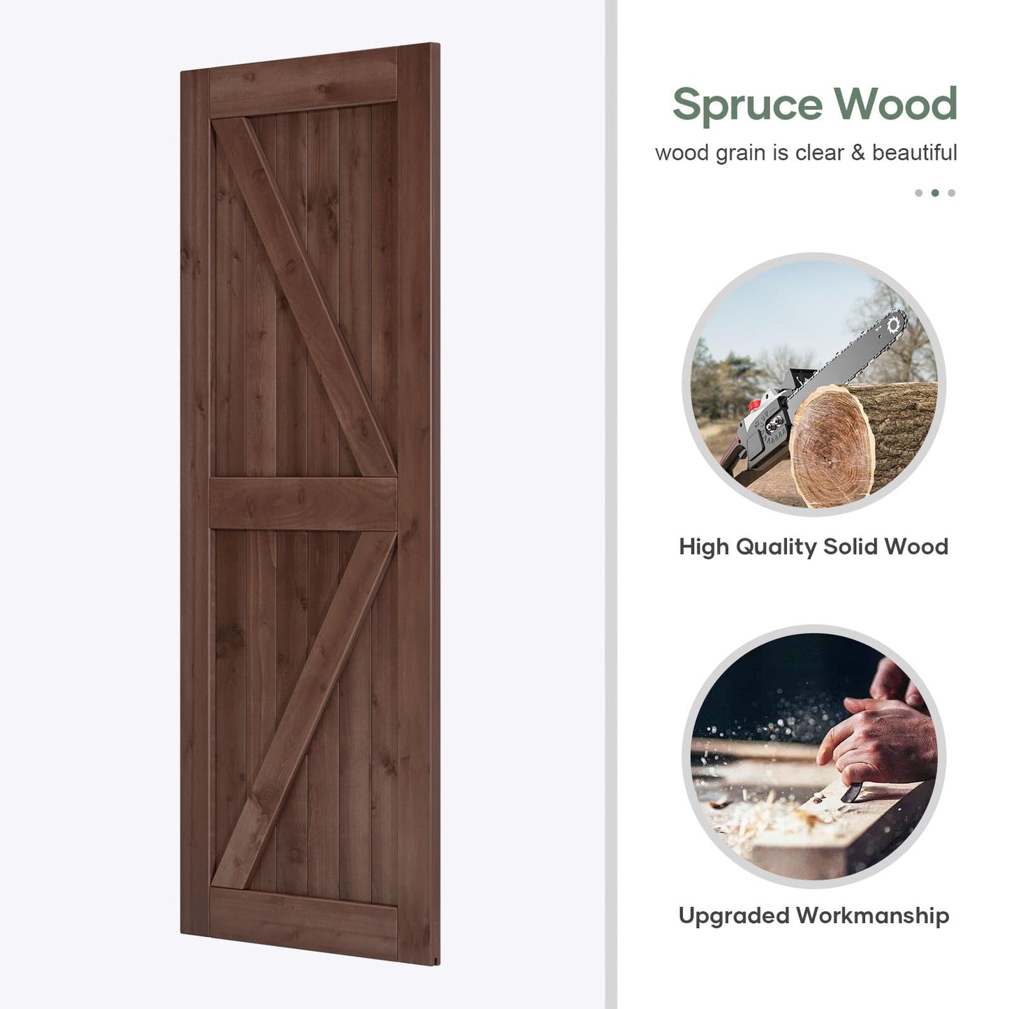 ROYMELO Double 36x96 inch Sliding Barn Wood Door Slab with 6.6ft Hardware Kit and Handle