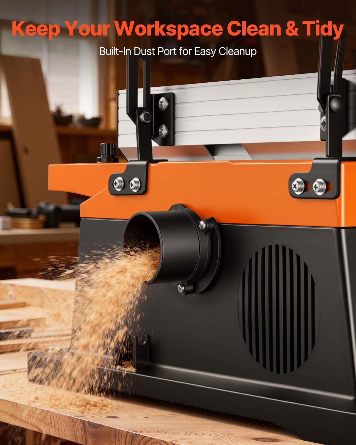 VEVOR Benchtop Jointer, 6 in, 2 HP 12000 RPM Bench Top Wood Jointer, with Straight Cutterhead, 2 HSS Blades, 6 x 23 in Cast Aluminum Table, Up to 1/8 in Depth, Adjustable Fence, for Woodworking DIY