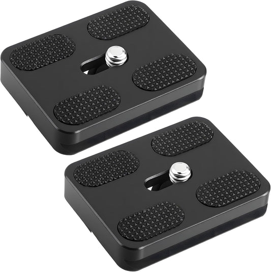 Skrfren 2 Pack Set 1/4"-20 PU50 Universal Tripod Plate, Tripods Quick Release Plate Aluminum Alloy Camera Tripods Mount