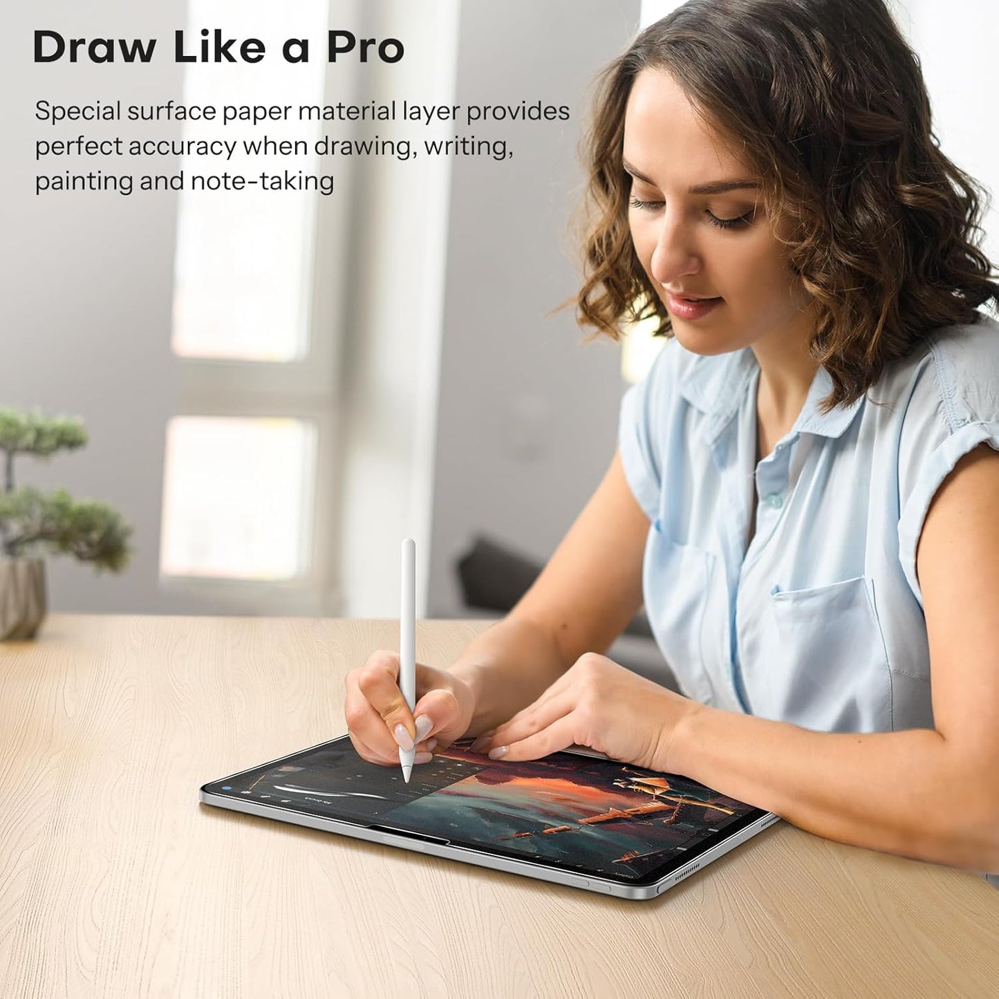 11 Inch 6/5th M5 2025/M4 2024, OMOTON PAPERSENSE Paper Screen Protector for iPad Pro Gen Write like on Paper, Matte