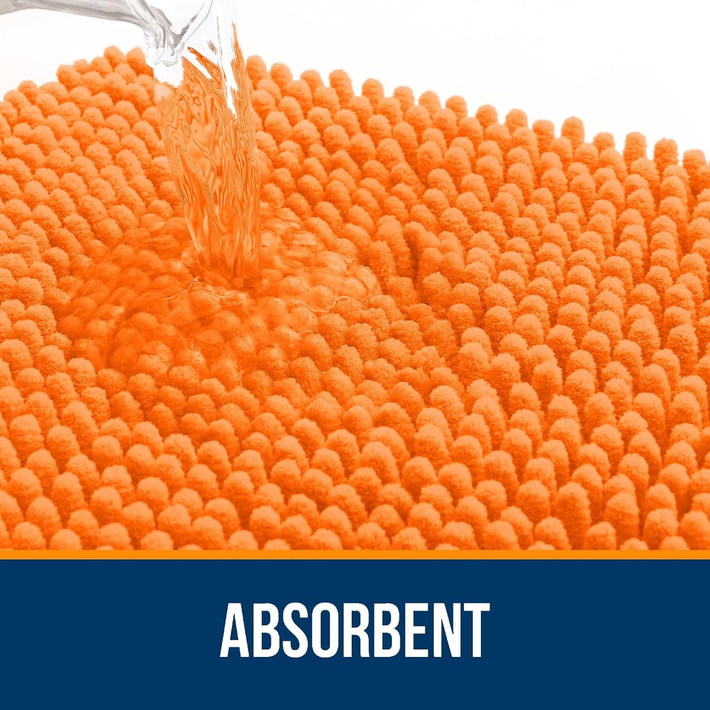 OLANLY Large Bathroom Rugs - Extra Soft Chenille Bath Mats | Quick-Dry, Machine Washable, 40x24, Orange