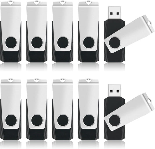 MECHEER 8GB 10 Pack, USB2.0 Flash Drive USB Memory Stick Bulk Thumb Drives Swivel Jump Drives USB Storage Flash Drive