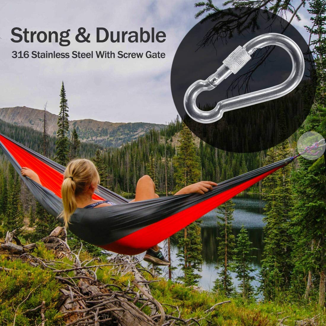 PROND Locking Carabiners, Heavy Duty Carabiner, 316 Stainless Steel Screw Lock Carabiner Hooks