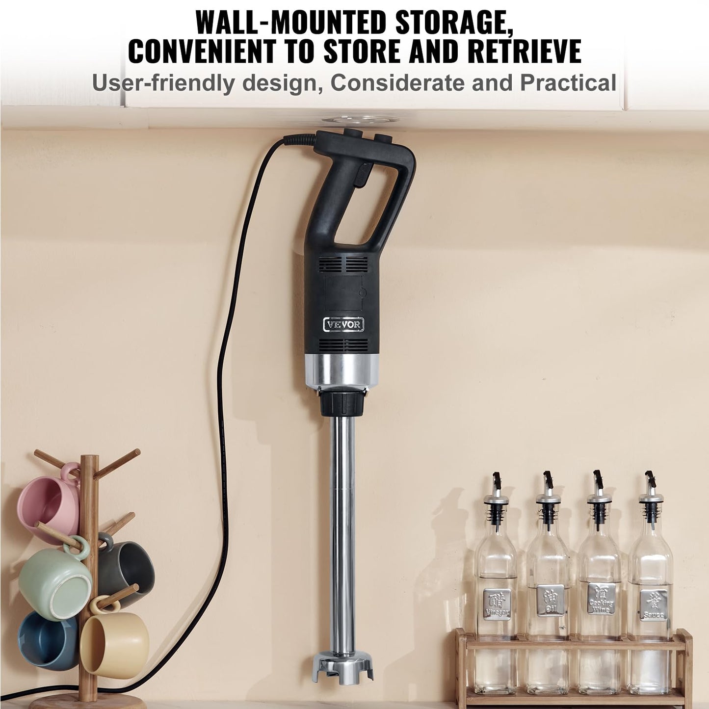 VEVOR Commercial Immersion Blender, 500 Watt 20Inch Heavy Duty Hand Mixer, Variable Speed Mixer with 304 Stainless Steel Blade, Multi-Purpose Portable Mixer for Soup, Smoothie, Puree, Baby Food