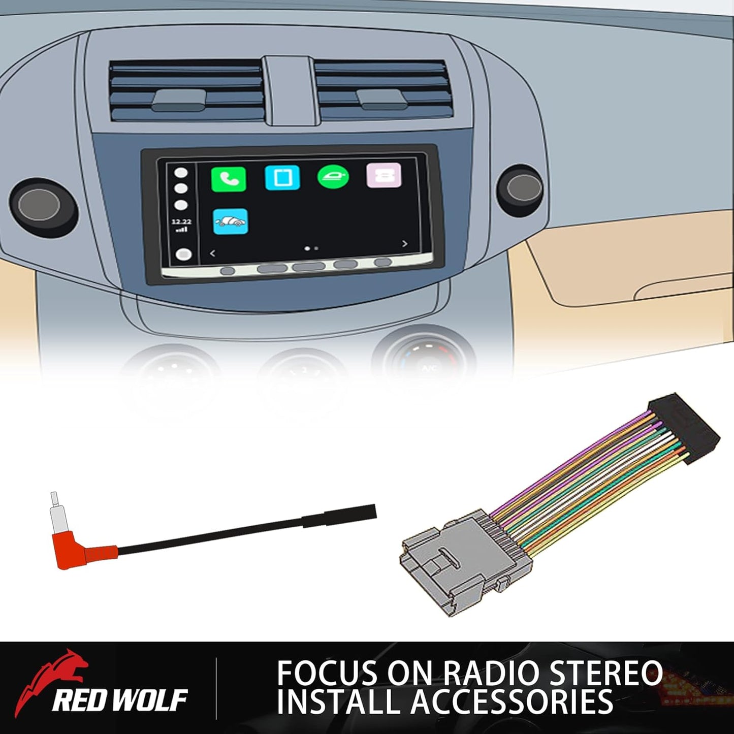 2003-2007,Dodge 2002-2007, 2000-2007 RED WOLF Aftermarket Radio Install Wire Harness W/Antenna Adapter Plug Replacement