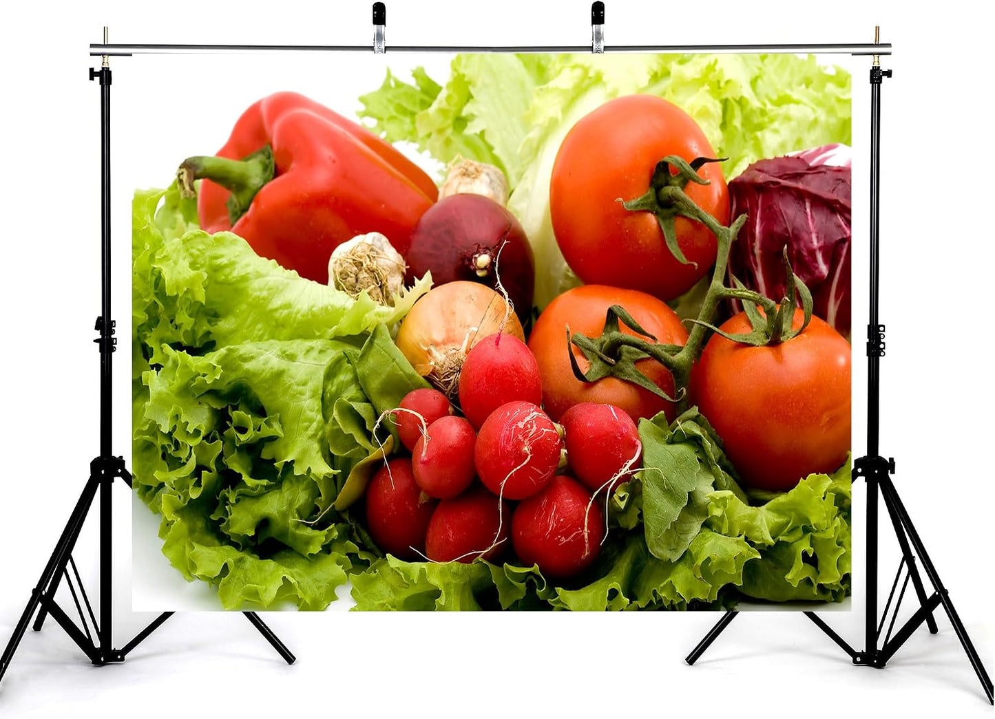 KeyWork 9x9ft Fresh Vegetable Backdrop Farm Produce Photography Background for Party Food Themed Cooking Events