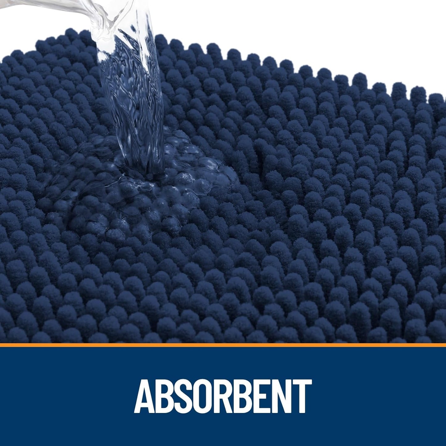 OLANLY Dog Door Mat - Absorbent Non-Slip Chenille Mud Mat for Muddy Paws | 47x24, Dark Blue