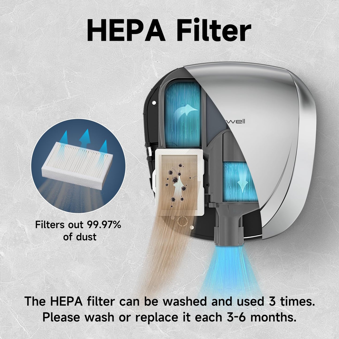 JETWELL 2Pack UL Approved Power Commercial Hand Dryer, HEPA Filter High Speed Automatic Warm Wind Stainless Steel Cover AC110V-130V