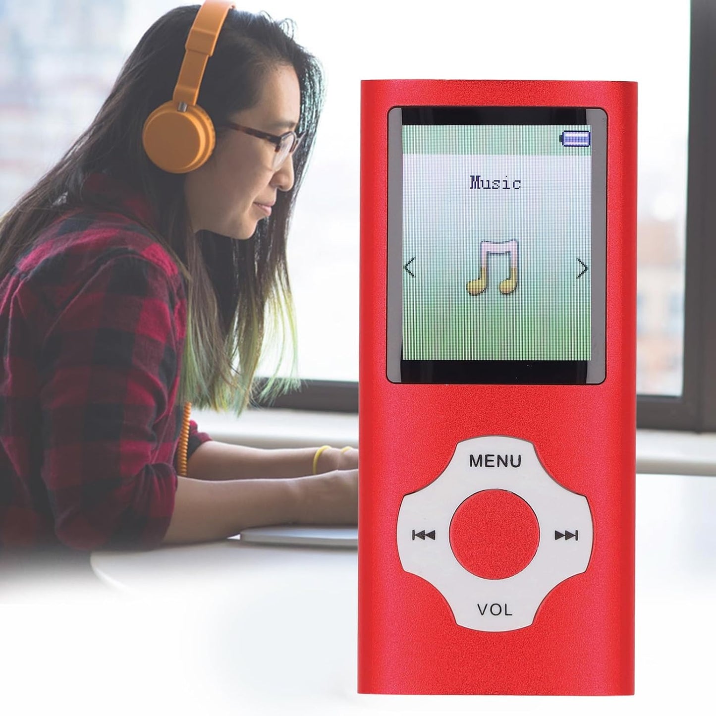 Yunseity MP3 5.0 MP4 1.8in Player, Bluetooth Player with Color Screen, Portable HiFi Sound Music Player Built in HD