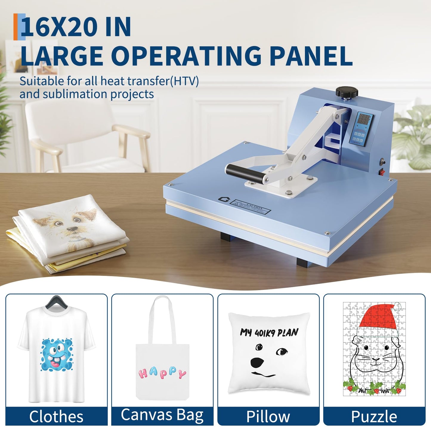 Garvee Heat Press,16x20 Heat Press Machine for t-Shirt, Professional Clamshell Sublimation Transfer Printer, Fast Heating, Digital Precise Temperature Control, Industrial Digital Heat Transfer Machine