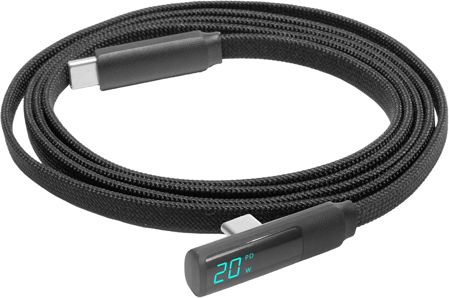BoxWave MP3 (4 (4ft) (100W), Cable Compatible with MYMAHDI Player in) - PowerDisplay PD Right Angle Cable - USB-C