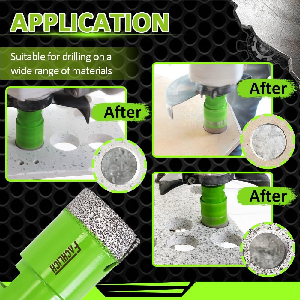 Diamond Core Drill Bits Set - Tile Hole Saw Kit 6/8/10/25/35/50/75/127MM+20F with 2" Diamond Beveling Chamfer Bits for Porcelain Ceramic Tile Granite Marble(11PCS)