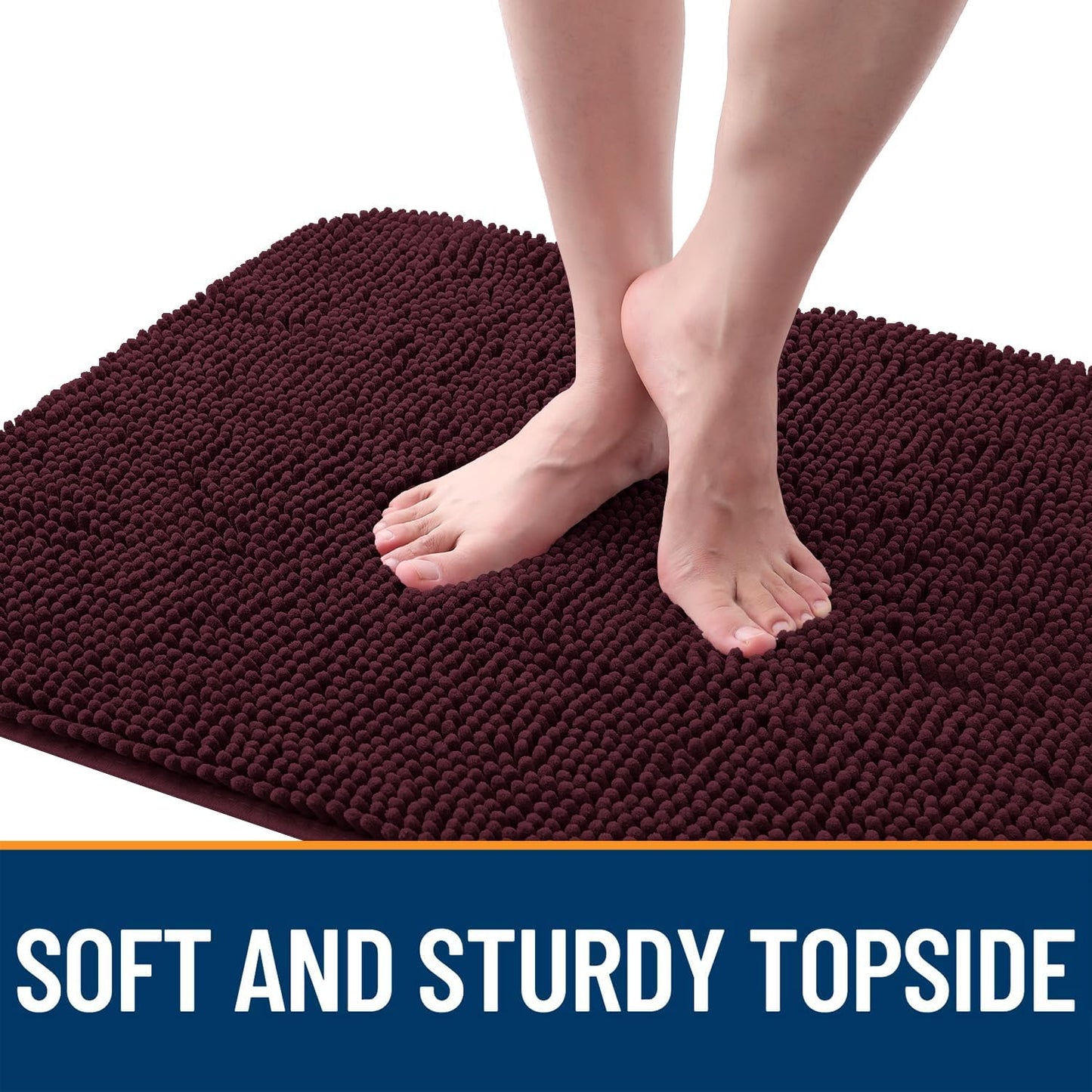 OLANLY Dog Door Mat - Absorbent Non-Slip Chenille Mat for Muddy Paws | 47x17 Inches, Quick Dry, Russet