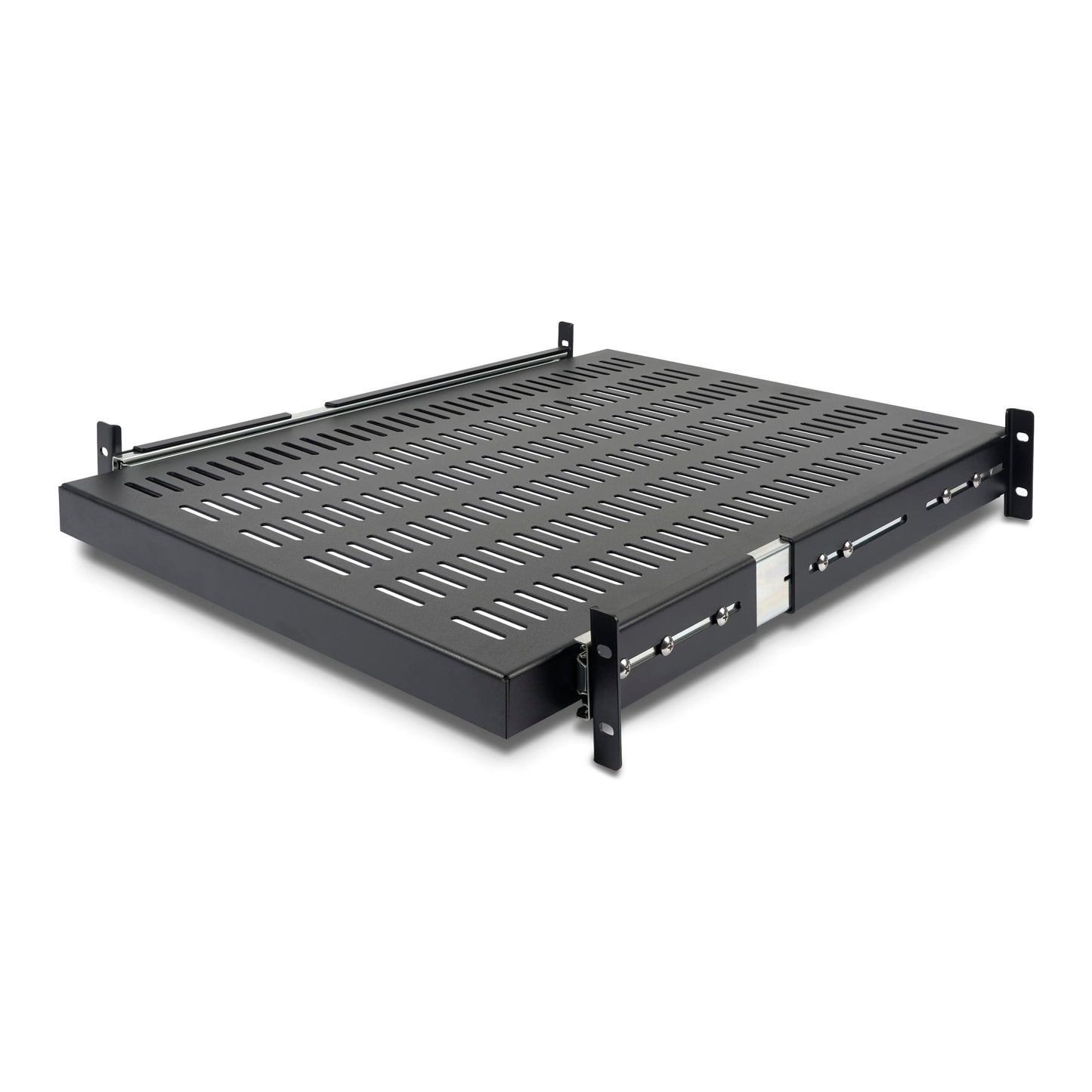 StarTech.com 2U Sliding Server Rack Mount Shelf - 20 to 30in Adjustable Mounting Depth - Vented - 50lb - Heavy Duty Universal 19” Rack Shelf for Equipment Rack - 24in Deep (UNISLDSHF19)